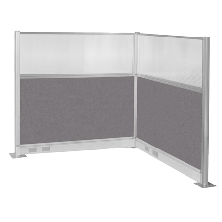Versare Pre-Configured Hush Panel Electric Cubicle (L Shape) 6' x 6' W/ Window Slate Fabric 1859423